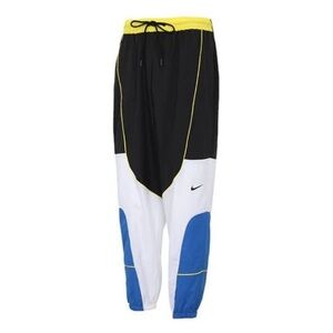 Nike Throwback Basketball Mens Pants Black White Signal Blue Large
